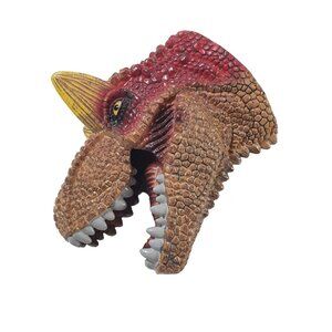 Carnotaurus Dinosaur Head Hand Puppet Children 3 Inch Opening Plastic Toy